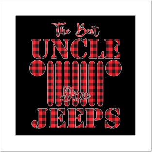 The Best Uncles Drive Jeeps Red Plaid Jeep Matching Pajama Family Buffalo Jeeps Lover Posters and Art